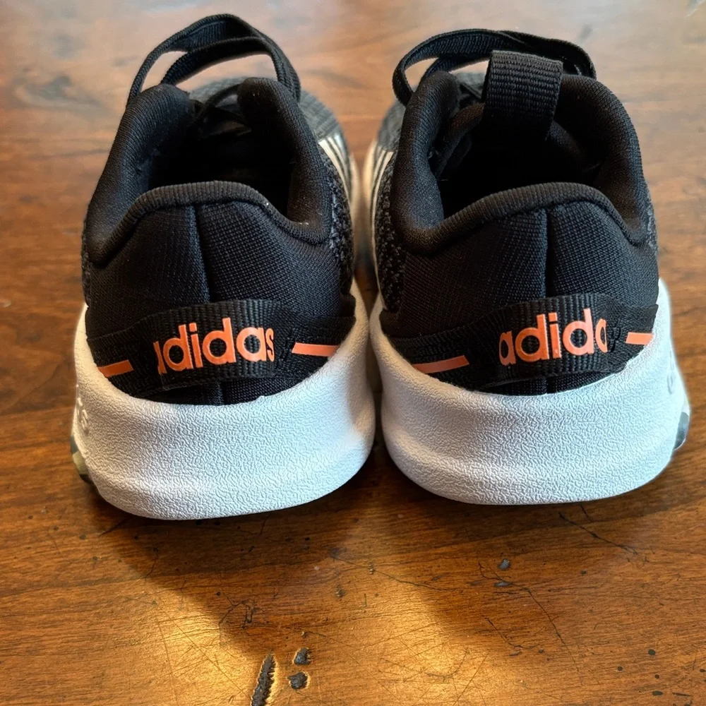 New no Tags Adidas Kids Black and White Sneakers with Orange Accents, Size 3 - Picture 5 of 12